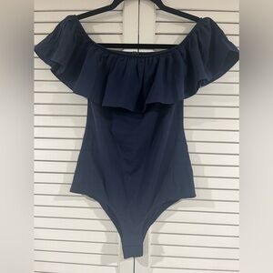 J Crew Navy off the Shoulder Bodysuit
